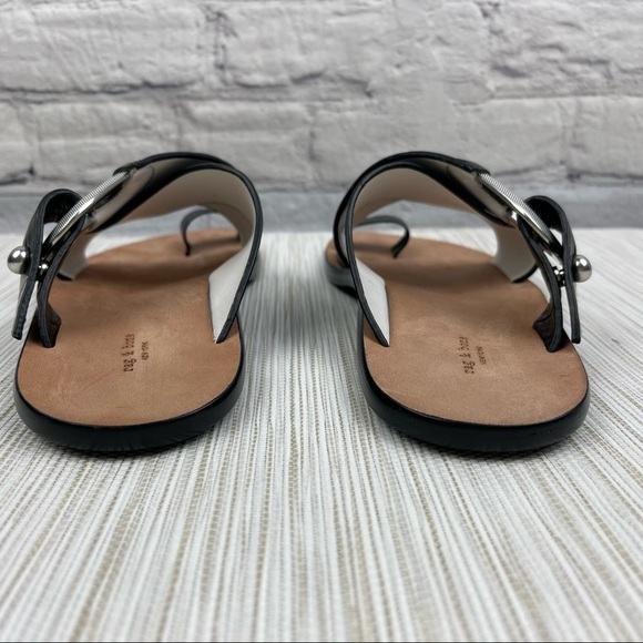 NEW Rag & Bone August Croc Embossed Leather Slide Sandals In Black - Picture 12 of 13